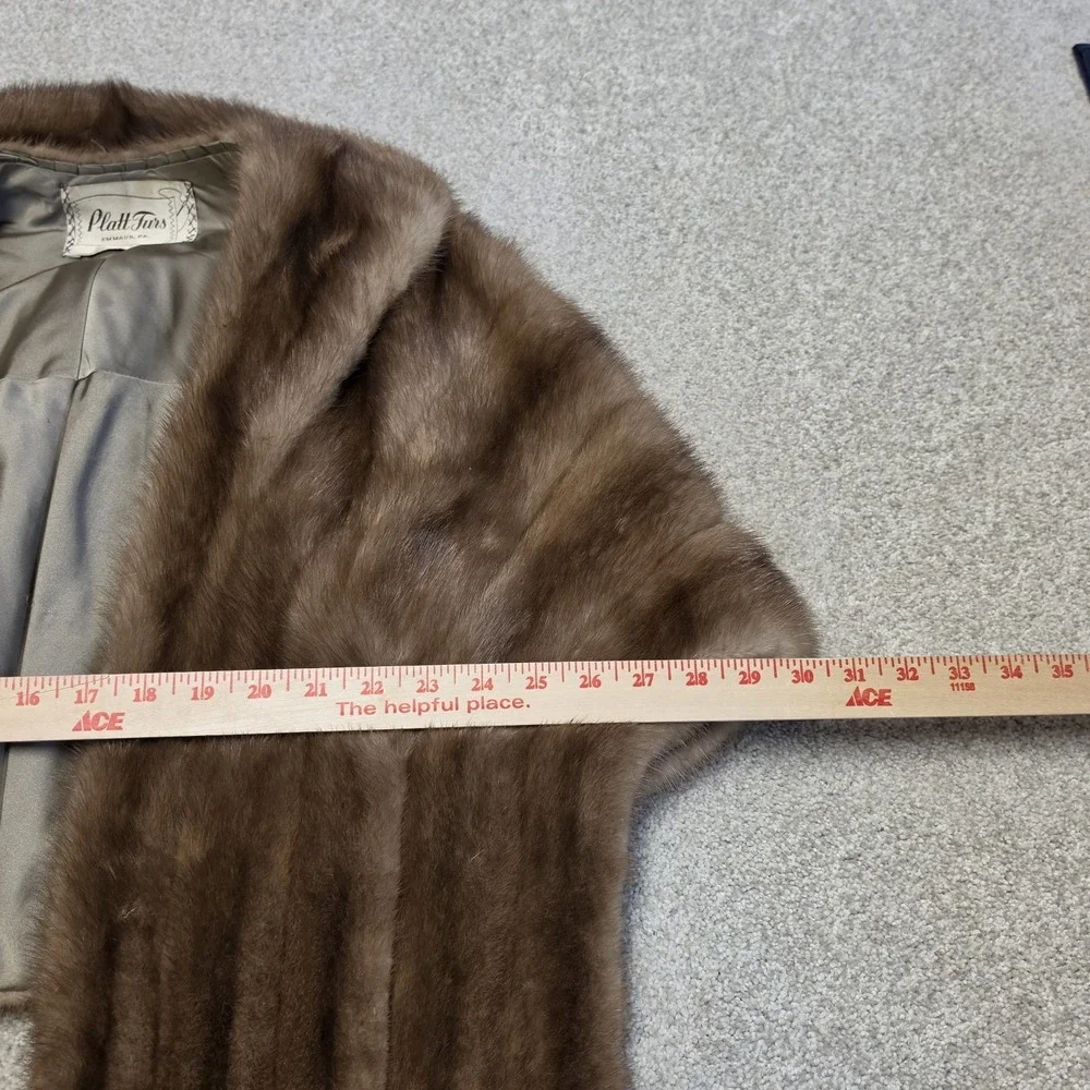 Vintage Platt Furs Mink Stole Cape‎ Brown Real Fur Wrap Jacket Shrug